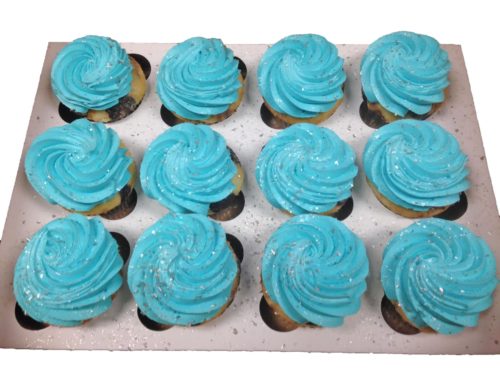cupcakes with blue frosting