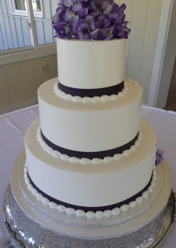 purple flower 3 tiered cake