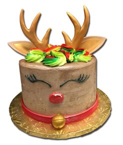 Reindeer Cake with Fondant Decor with Chocolate Buttercream Frosting